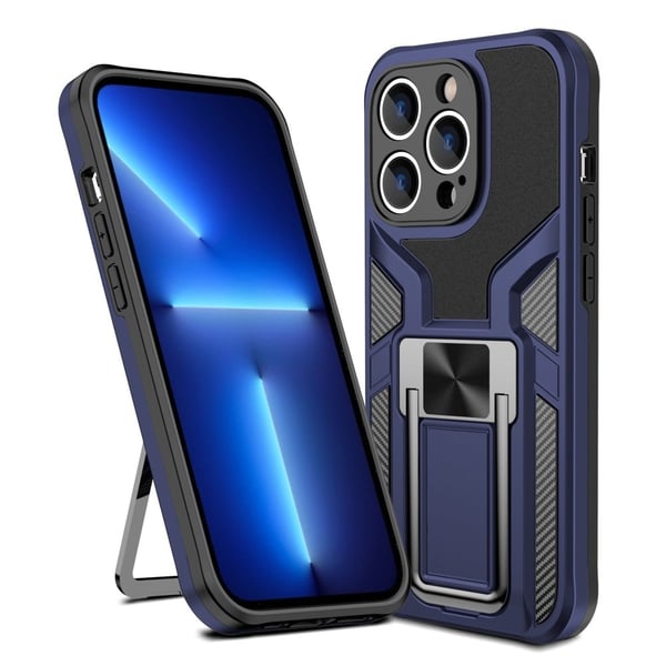 Shockproof Hybrid Suojakuori With Kickstand For iPhone 14 Pro Max - Sininen