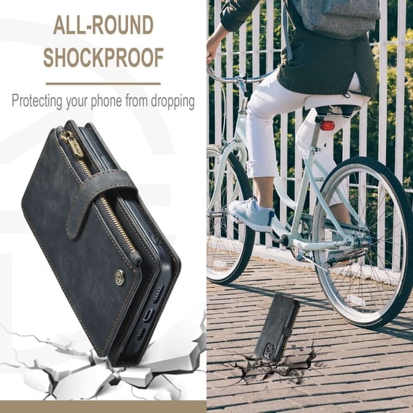 CaseMe iPhone 13 Pro Max etui med lynlås og pung - Sort