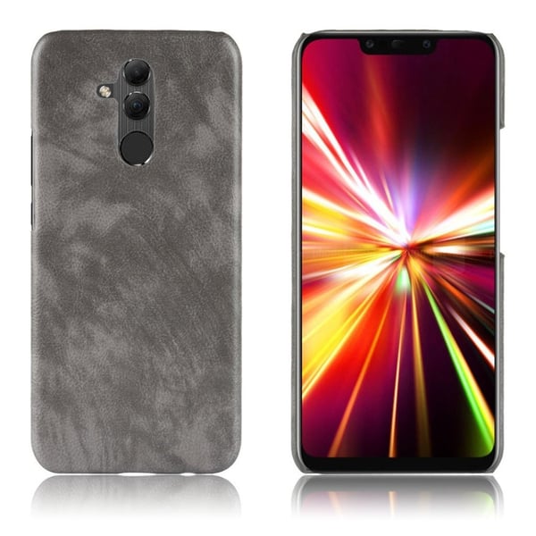Huawei P20 Lite mobiletui i kunstlæder med Litchi struktur - Grå Huawei P20 Lite mobiletui i kunstlæder med Litchi struktur - Grå