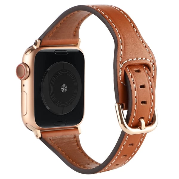 Apple Watch Series 8 (41mm) T-formet urrem i ægte læder - Brun / Spænde I Rosaguld Apple Watch Series 8 (41mm) T-formet urrem i ægte læder - Brun / Spænde I Rosaguld