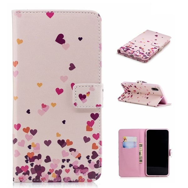 iPhone Xs Max flip cover i læder med præget mønster - Falling Heart iPhone Xs Max flip cover i læder med præget mønster - Falling Heart