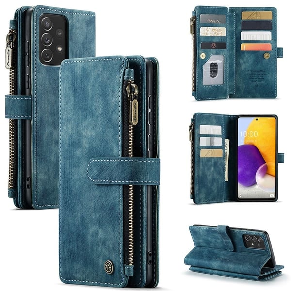 CaseMe vetoketjullinen lompakko-puhelinkotelo Samsung Galaxy A72 5G - Sininen