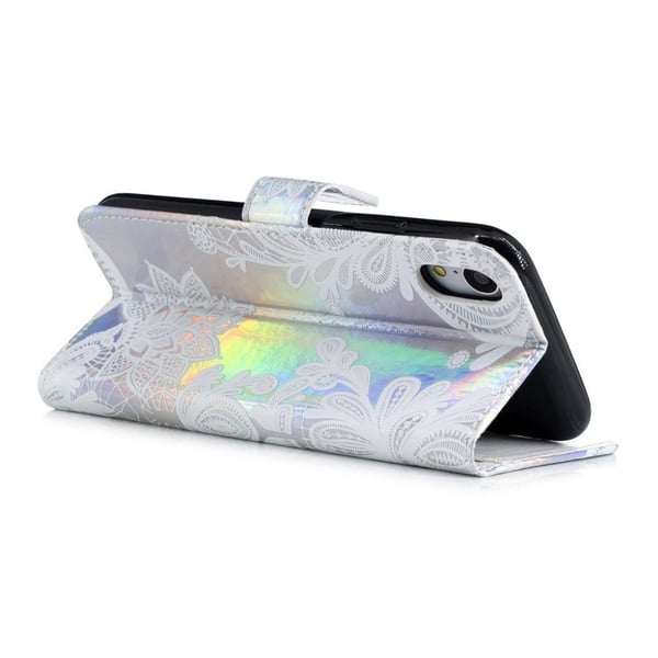 iPhone Xs Max laserskåret præget læder flip cover - Lace Flower