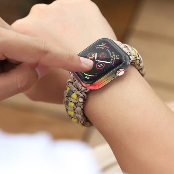 Apple Watch Series 5 44mm stilig fargerike veske - Sort / Gul / Rød