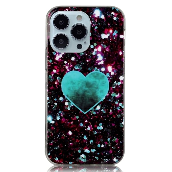 Marble iPhone 14 Pro Max Etui - Grønt Hjerte Marble iPhone 14 Pro Max Etui - Grønt Hjerte