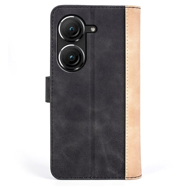 Tofarget lærdeksel for Asus Zenfone 9 - Svart