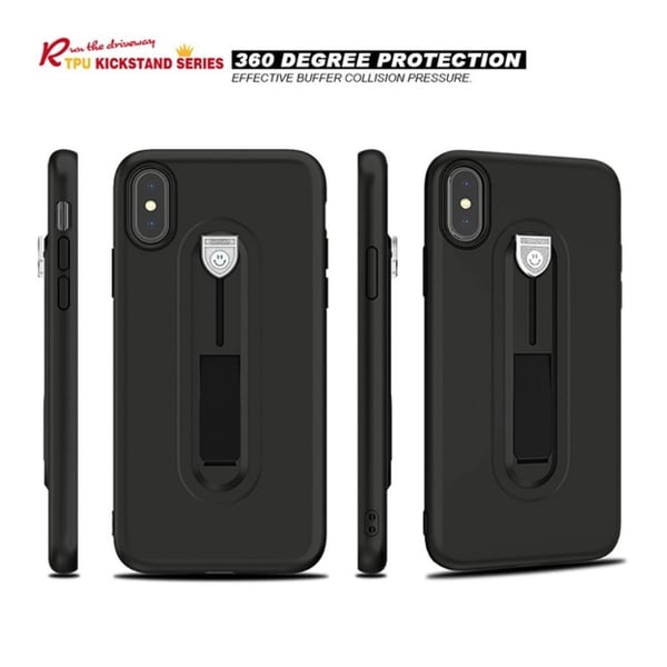 iPhone Xs Max kickstand stødsikkert, mat etui - Sort