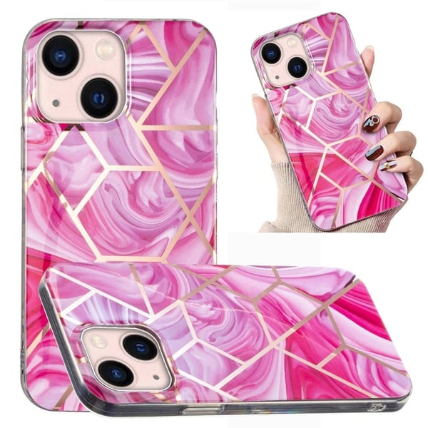 Marble iPhone 14 Plus Suojakotelo - Red Rhombus