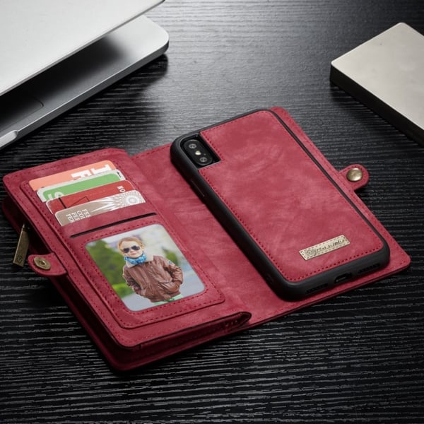 CaseMe iPhone Xs vintage etui - Rød