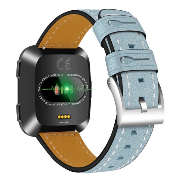 Fitbit Versa aito nahkainen vaihdettava kellon arnneke metalli soljella - Sininen Fitbit Versa aito nahkainen vaihdettava kellon arnneke metalli soljella - Sininen