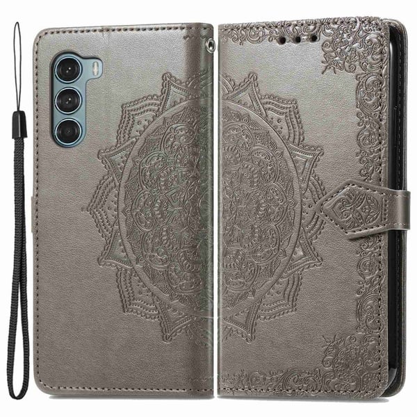Mandala Motorola Moto G200 5G Flippetui - Grå