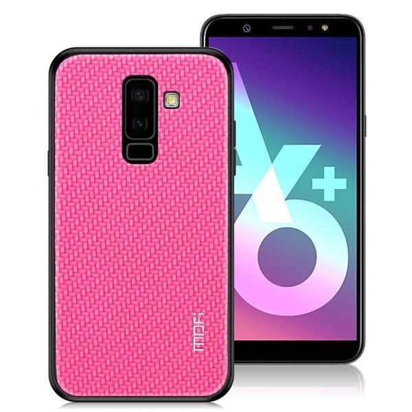 MOFI Samsung Galaxy A6 Plus (2018) mobiletui i kombimaterialer med vævet tekstur - Rosa MOFI Samsung Galaxy A6 Plus (2018) mobiletui i kombimaterialer med vævet tekstur - Rosa
