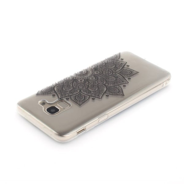 Samsung Galaxy J6 (2018) mobilskal silikon tryckmotiv - Svart halvblomma