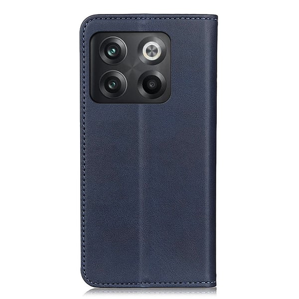 Flip Etui med Pung i Ægte Læder til OnePlus Ace Pro / 10t - Blå
