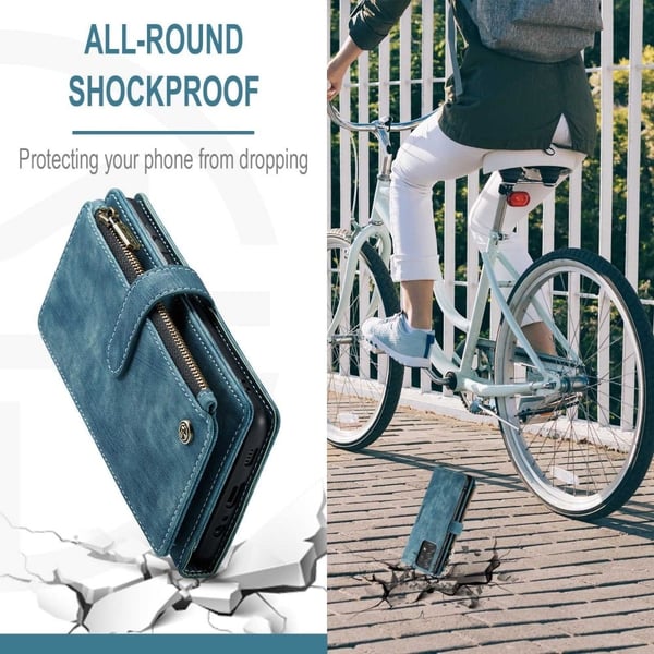 CaseMe vetoketjullinen lompakko-puhelinkotelo Samsung Galaxy A72 5G - Sininen