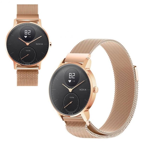 Withings Steel HR (36mm) / Teräksinen milanese ruostumattomasta teräksestä valmistettu ranneke - Ruusukulta Withings Steel HR (36mm) / Teräksinen milanese ruostumattomasta teräksestä valmistettu ranneke - Ruusukulta