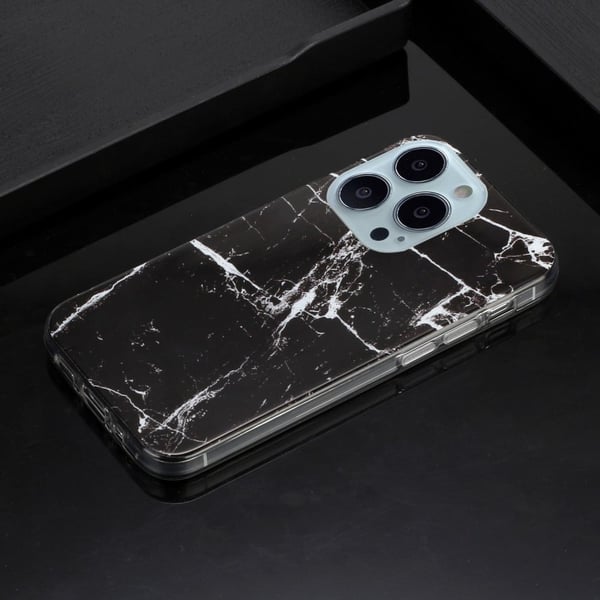 Marble iPhone 14 Pro Suojakotelo - Musta Marble