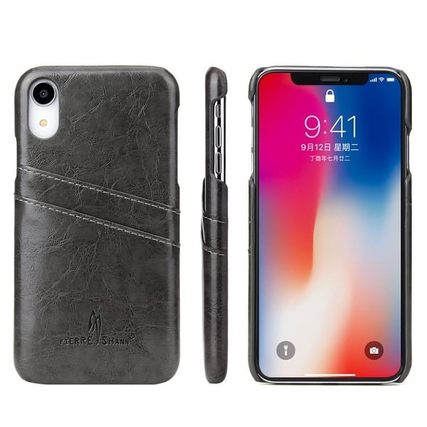 FIERRE SHANN iPhone Xr oil wax læderetui - Sort