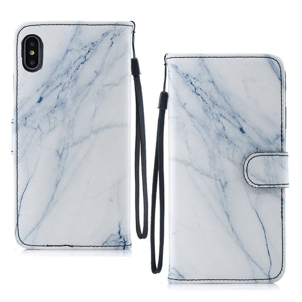 iPhone Xs Max beskyttelses deksel av syntetisk skinn med printet mønster - marmor