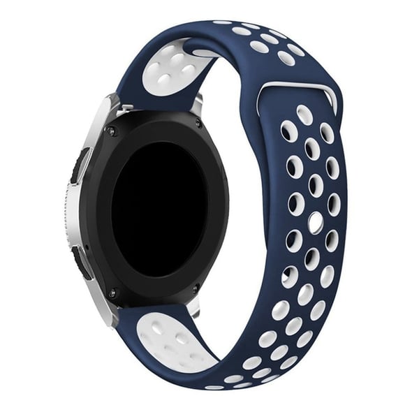 Samsung Galaxy Watch 46mm klokkereim av myk silikon med 2 fargers design - blå og hvit