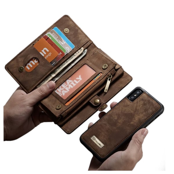 CASEME iPhone Xs Max splitlæderetui i vintagestil - Brun