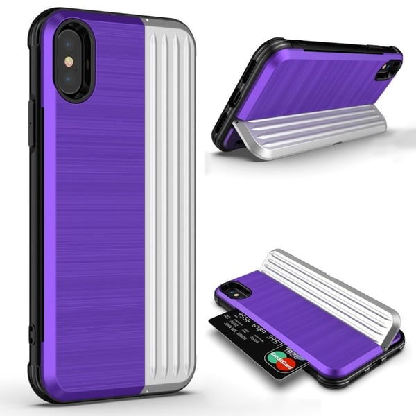 ANGIBABE iPhone Xs Max dual layer kickstand hybrid case - Lilla / Sølv ANGIBABE iPhone Xs Max dual layer kickstand hybrid case - Lilla / Sølv