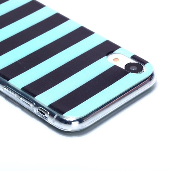 iPhone Xs Max beskyttelses deksel av TPU med printet mønster - blå og svarte striper