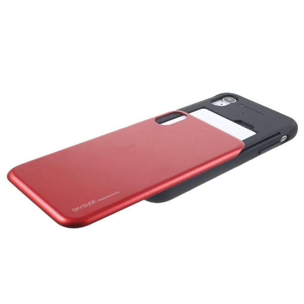 iPhone Xr MERCURY GOOSPERY sarjan hybriidi muovinen suojakuori missä kortti paikka - Punainen