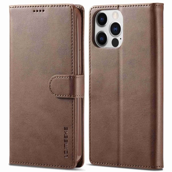 LC.IMEEKE iPhone 14 Pro Läppäkotelo - Ruskea