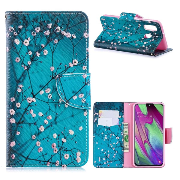Wonderland Samsung Galaxy A40 flip etui - Tree med blomster