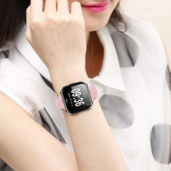 Fitbit Versa klokkereim av ekte skinn - rosa