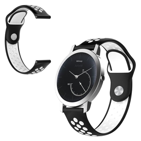 Withings Steel HR (40mm) tofarvet silikone Urrem - Sort / Hvid Hole