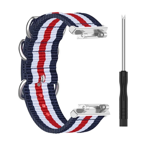 Amazfit T-Rex 2 nylonkellon hihna - Sininen / Valkoinen / Punainen