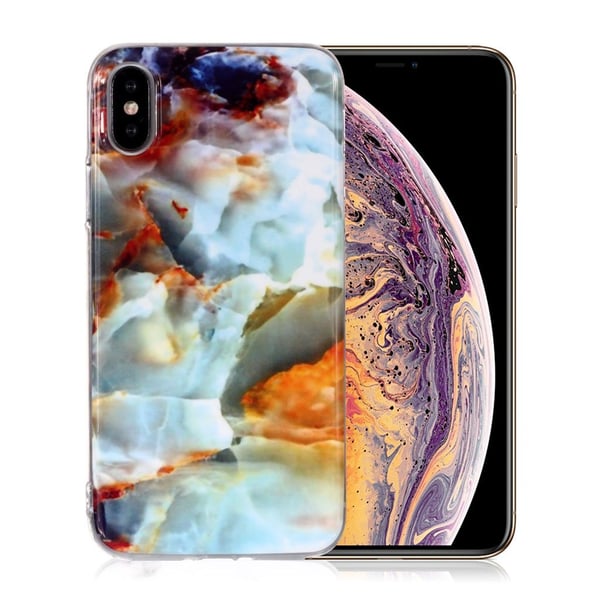 iPhone Xs Max beskyttelses deksel av TPU med IMD marmor printet mønster - stil N