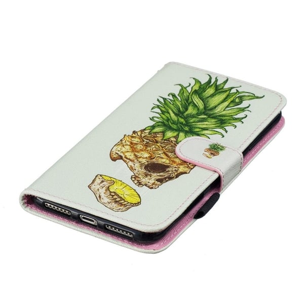 iPhone Xs Max mønstret læder flip cover - Kranie Ananas