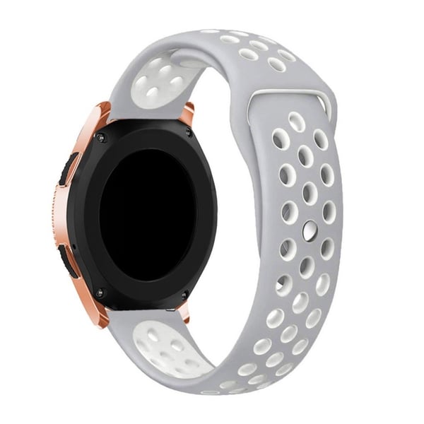 Samsung Galaxy Watch 42mm klokkreim av myk silikon med 2 fargers design - lyse grå og hvit