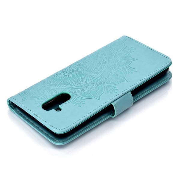 Huawei Mate 20 Lite beskyttelses deksel av syntetisk skinn med totem mønster avtrykk - turkis