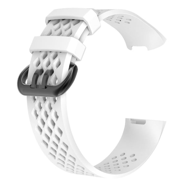 Fitbit Charge 3 erstatnings urrem i silikome med sportsdesign - Str. L, Hvid