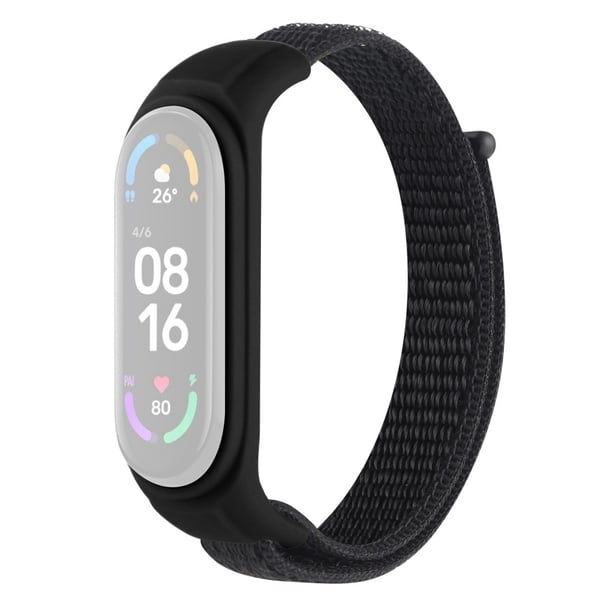 Xiaomi Mi Band 7 / 6 / 5 nylon urrem med silikone cover - Sort