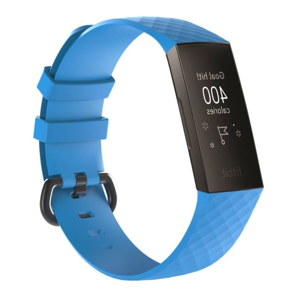 Fitbit Charge 3 flexibelt och mjukt klock armband av silikon med klassiskt lås, storlek L - Ljus Blå
