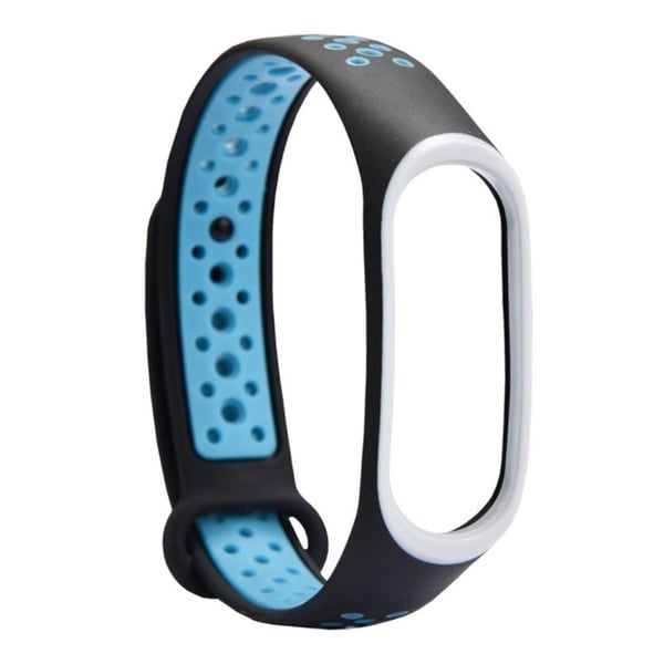 Xiaomi Mi Band 3 kaksi sävyinen joustava silikooni muovinen kellon vaihto ranneke - Vaalean Sininen/ Musta