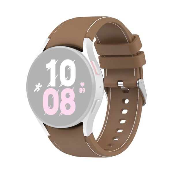Samsung Galaxy Watch 5 / 4 / 3 / 3 silikonklokkerem med sølvspenne - Brun / Hvit Størrelse: S