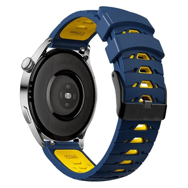 Samsung Galaxy Watch 5 (44mm) / (40mm) / Pro silikoneurrem i trapezformet hulstil - Midnatsblå Gul Samsung Galaxy Watch 5 (44mm) / (40mm) / Pro silikoneurrem i trapezformet hulstil - Midnatsblå Gul