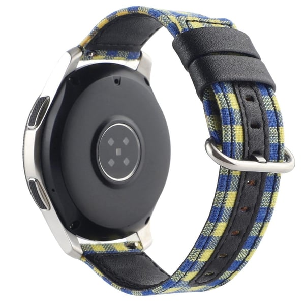 Samsung Galaxy Watch 5 / 5 Pro ruudullinen nylon nahkaranneke - Sininen / Keltainen Ruutu