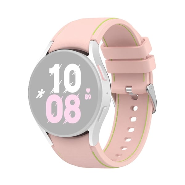 Samsung Galaxy Watch 5 / 4 / 3 / 3 silikoneurrem med sølvspænde - Lyserød / Grøn Størrelse: S Samsung Galaxy Watch 5 / 4 / 3 / 3 silikoneurrem med sølvspænde - Lyserød / Grøn Størrelse: S