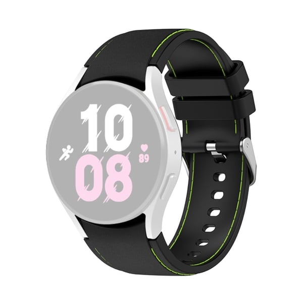 Samsung Galaxy Watch 5 / 4 silikoninen ranneke hopeisella soljella - Musta / Vihreä Koko: L