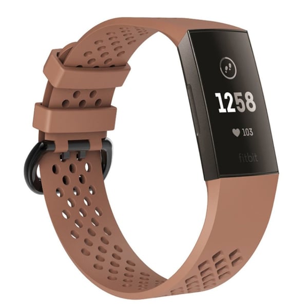 Fitbit Charge 3 erstatnings urrem i silikome med sportsdesign - Str. L, Kaffe Fitbit Charge 3 erstatnings urrem i silikome med sportsdesign - Str. L, Kaffe