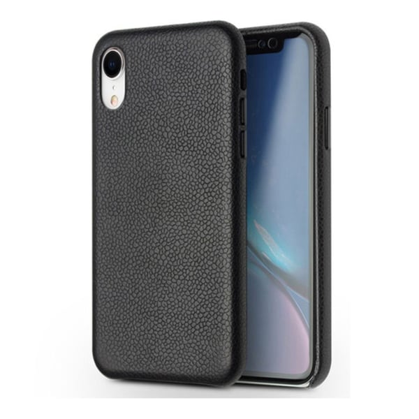 QIALINO iPhone Xr beskyttelses deksel av behandlet kuskinn og plastikk - svart