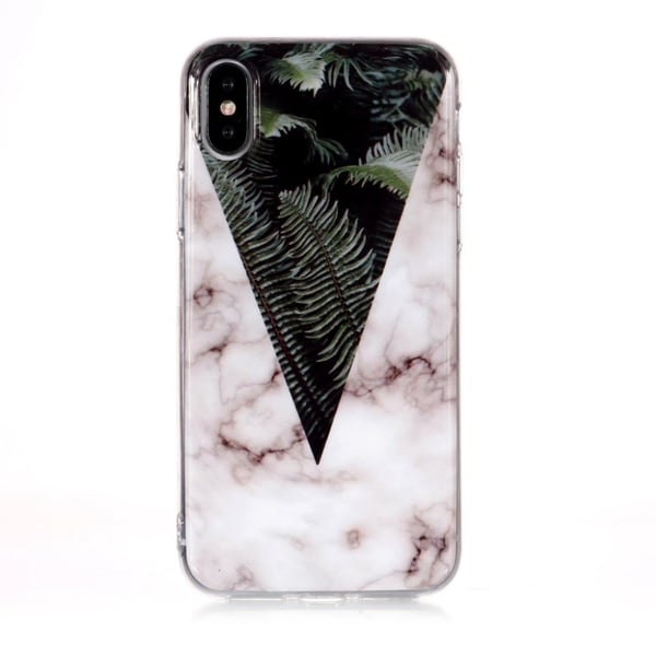 iPhone Xs Max beskyttelses deksel av TPU med IMD marmor printet mønster - stil L
