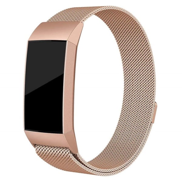 Fitbit Charge 3 klokkereim av rust fritt stål med milanese design - rose gull